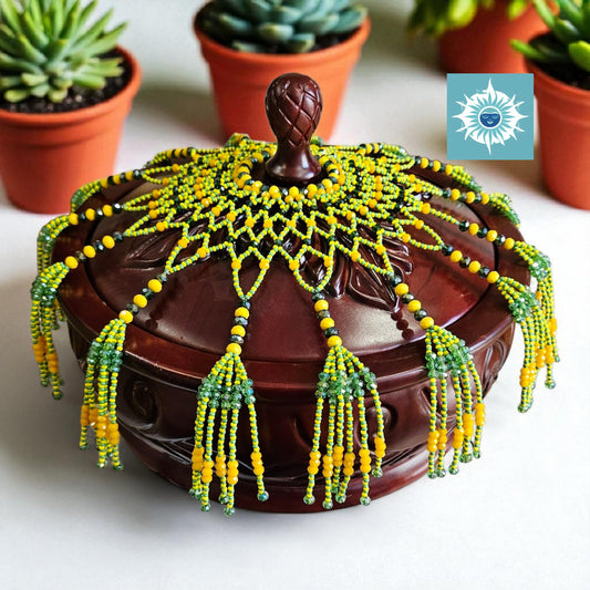 Large Orula Sopera Malla Beaded Cover – Handmade Green &