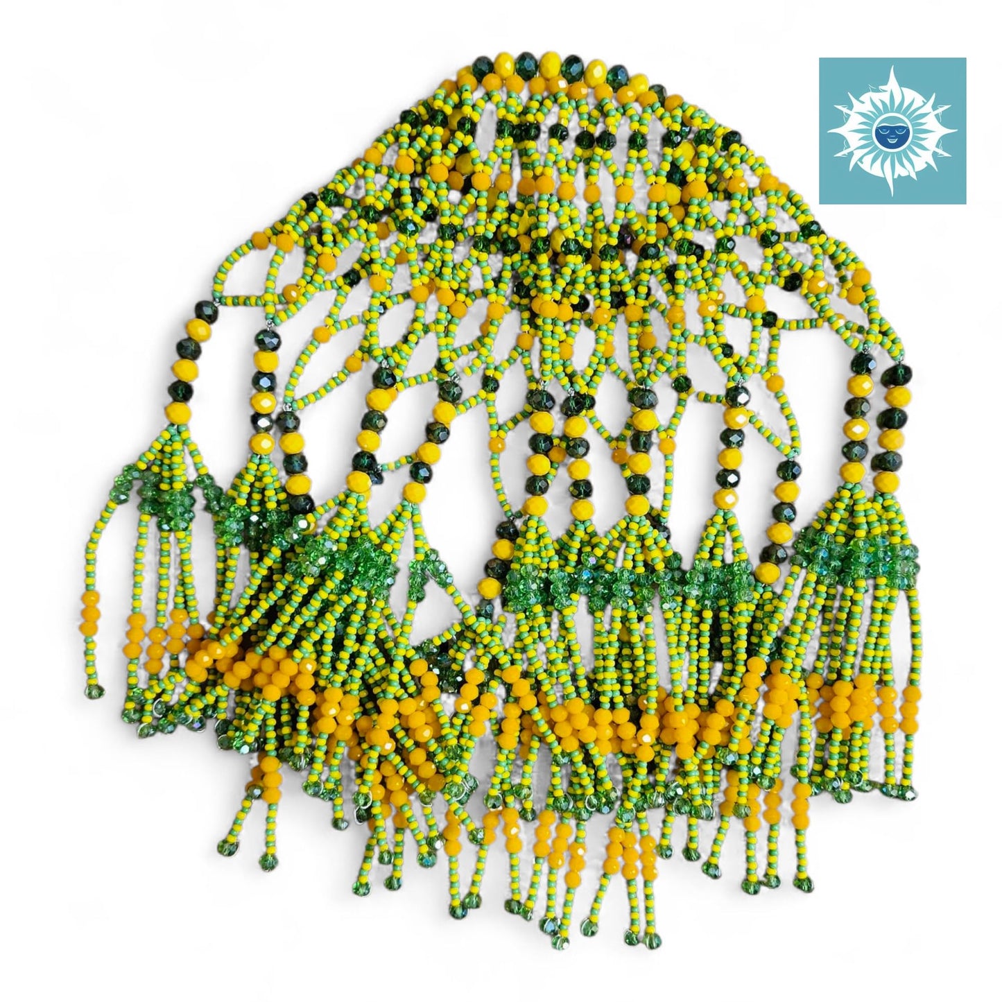 Large Orula Sopera Malla Beaded Cover – Handmade Green &