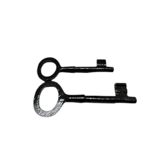 Cast Iron Black Key Set of 2 Pcs, 6" and 5" Decorative Keys