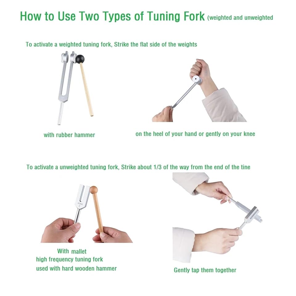 Healing Tuning Fork with Mallet  –  128Hz, 432Hz, or 528Hz