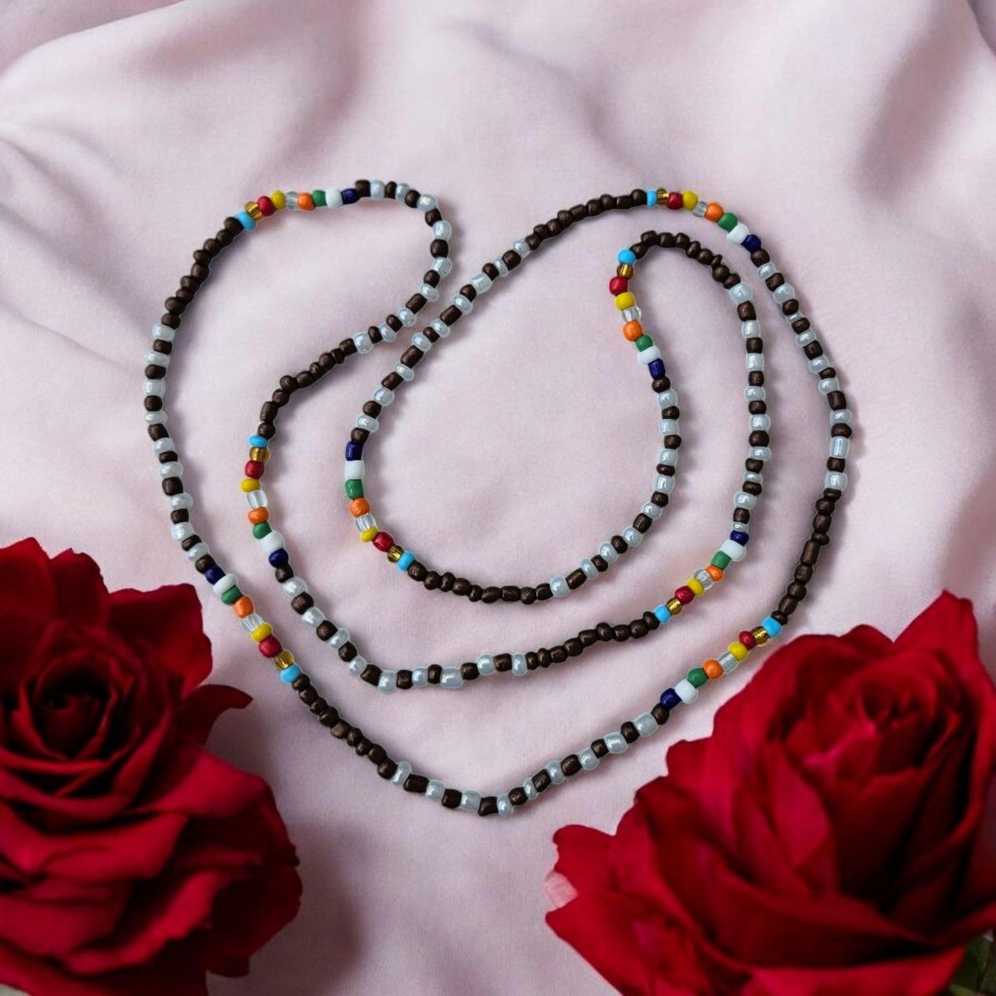 Collar de Aggayu Santeria Necklace  –  Brown, Light Blue &