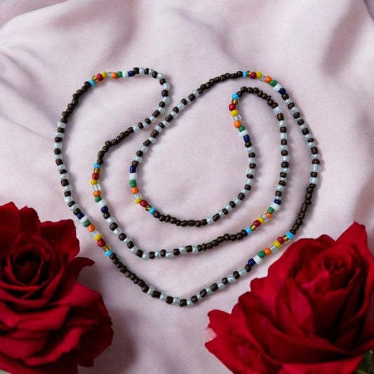 Collar de Aggayu Santeria Necklace  –  Brown, Light Blue &