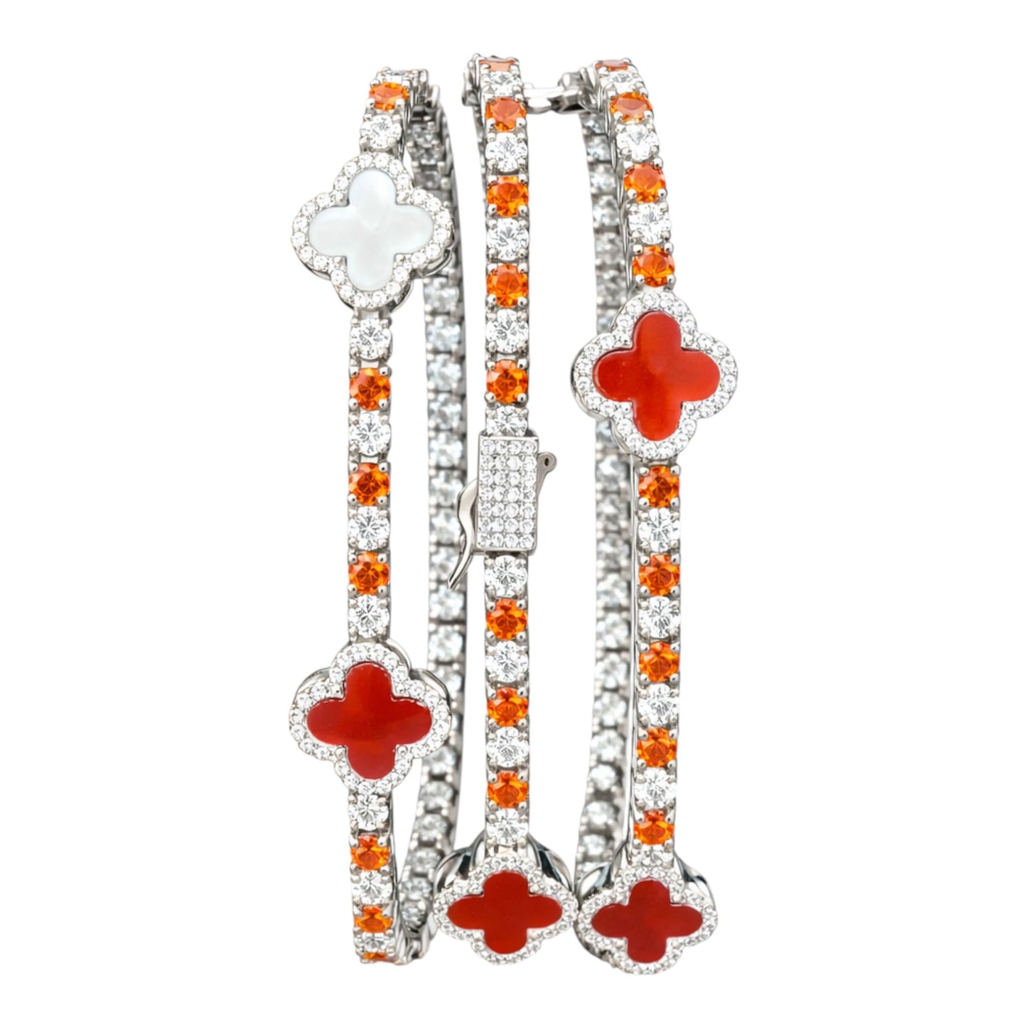 Aura Zen Moissanite Clover Tennis Bracelets 925 Sterling Silver