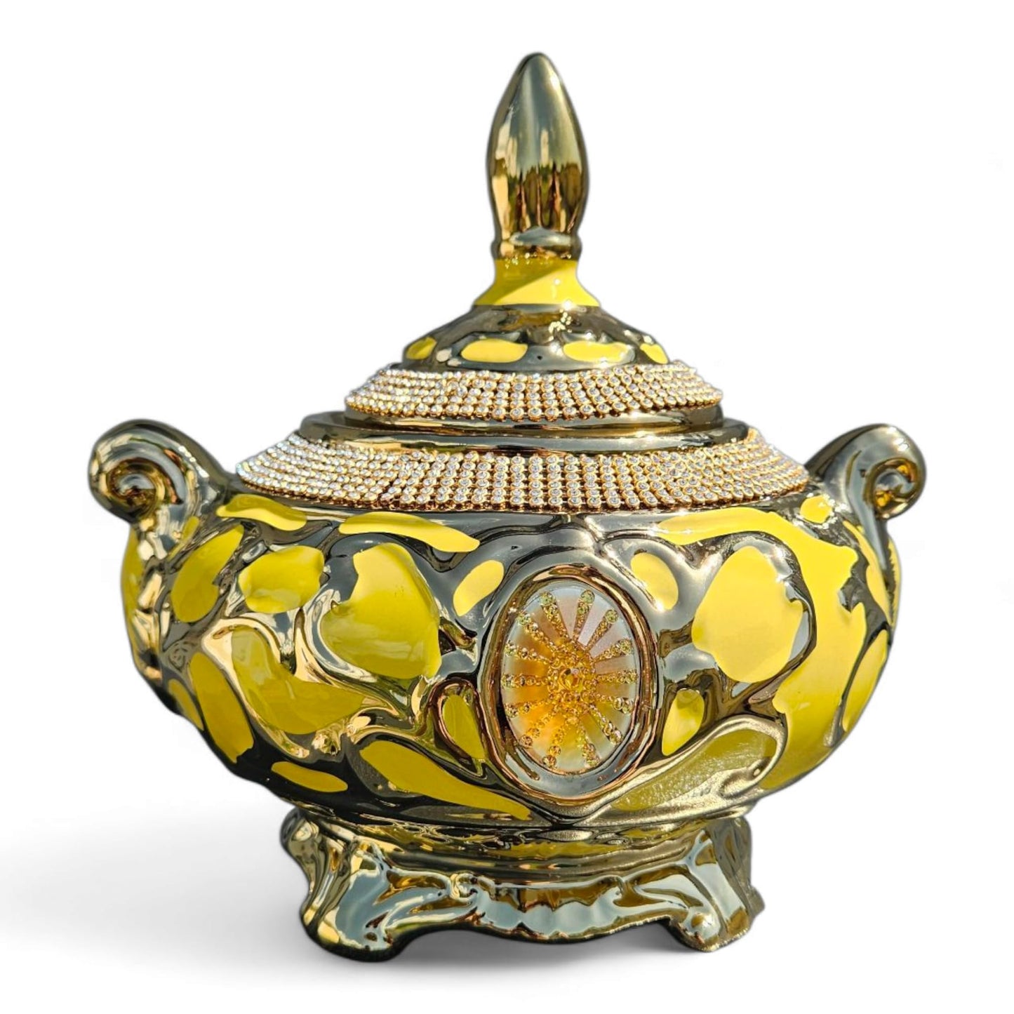 Oshun – Porcelain Orisha Sopera Bowl with Lid – 9'' x 8.5''
