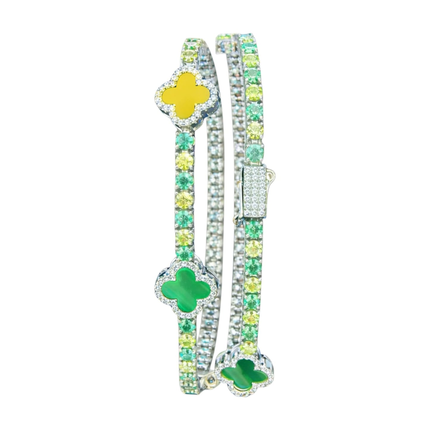 Aura Zen Moissanite Clover Tennis Bracelets 925 Sterling Silver