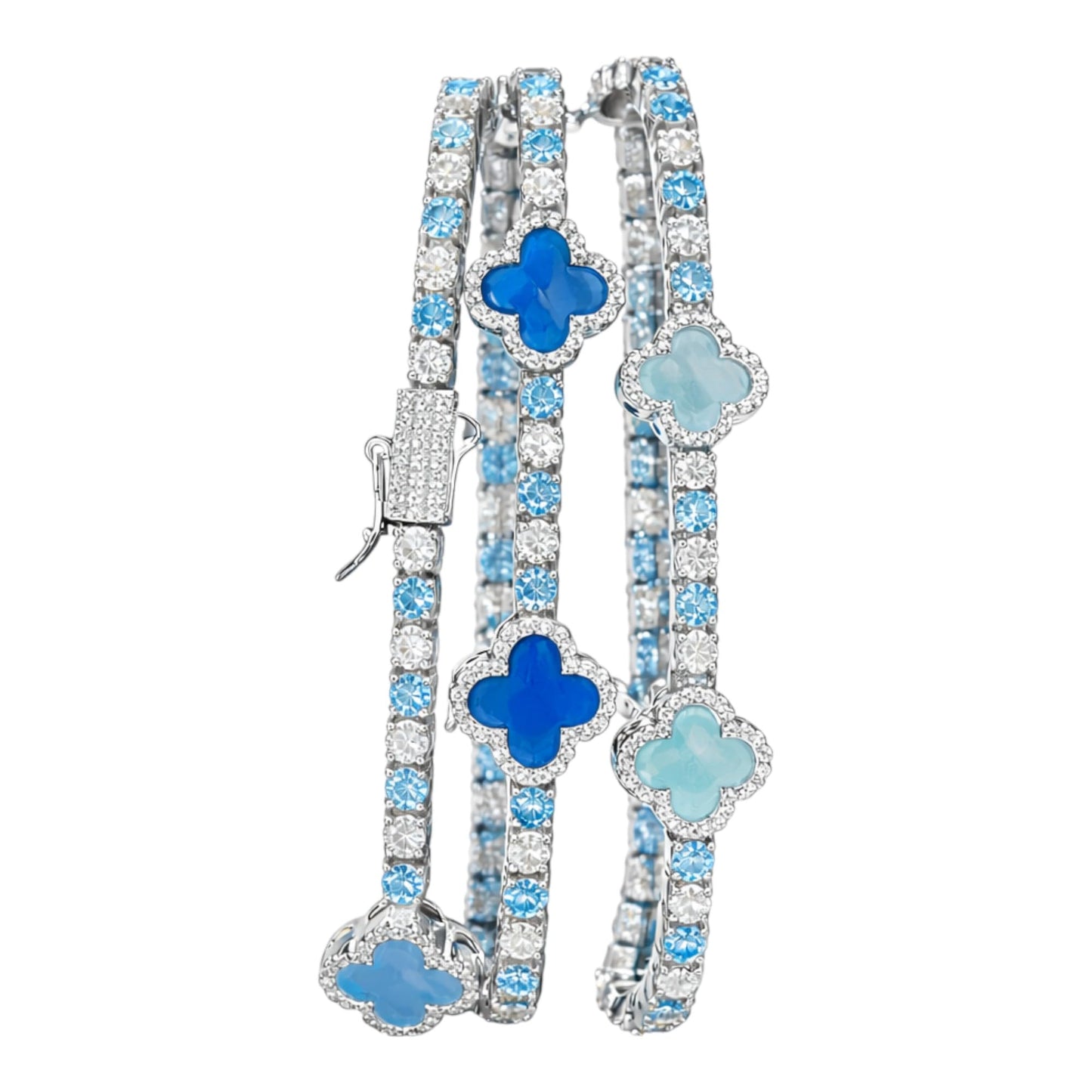 Aura Zen Moissanite Clover Tennis Bracelets 925 Sterling Silver