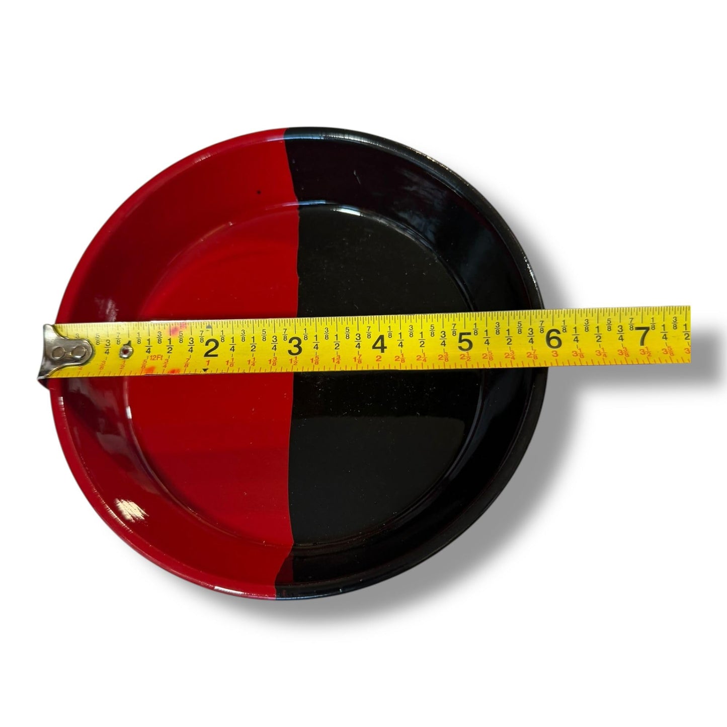 Elegua Red and Black Ceramic Offering Plate with Cowrie