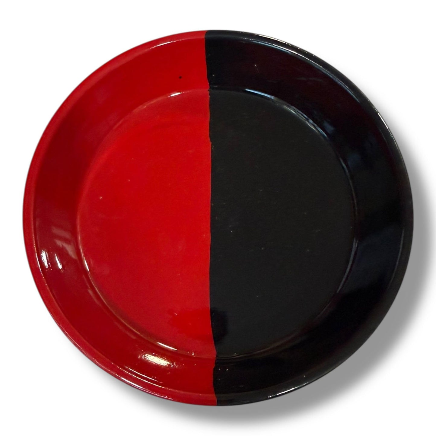 Elegua Red and Black Ceramic Offering Plate with Cowrie