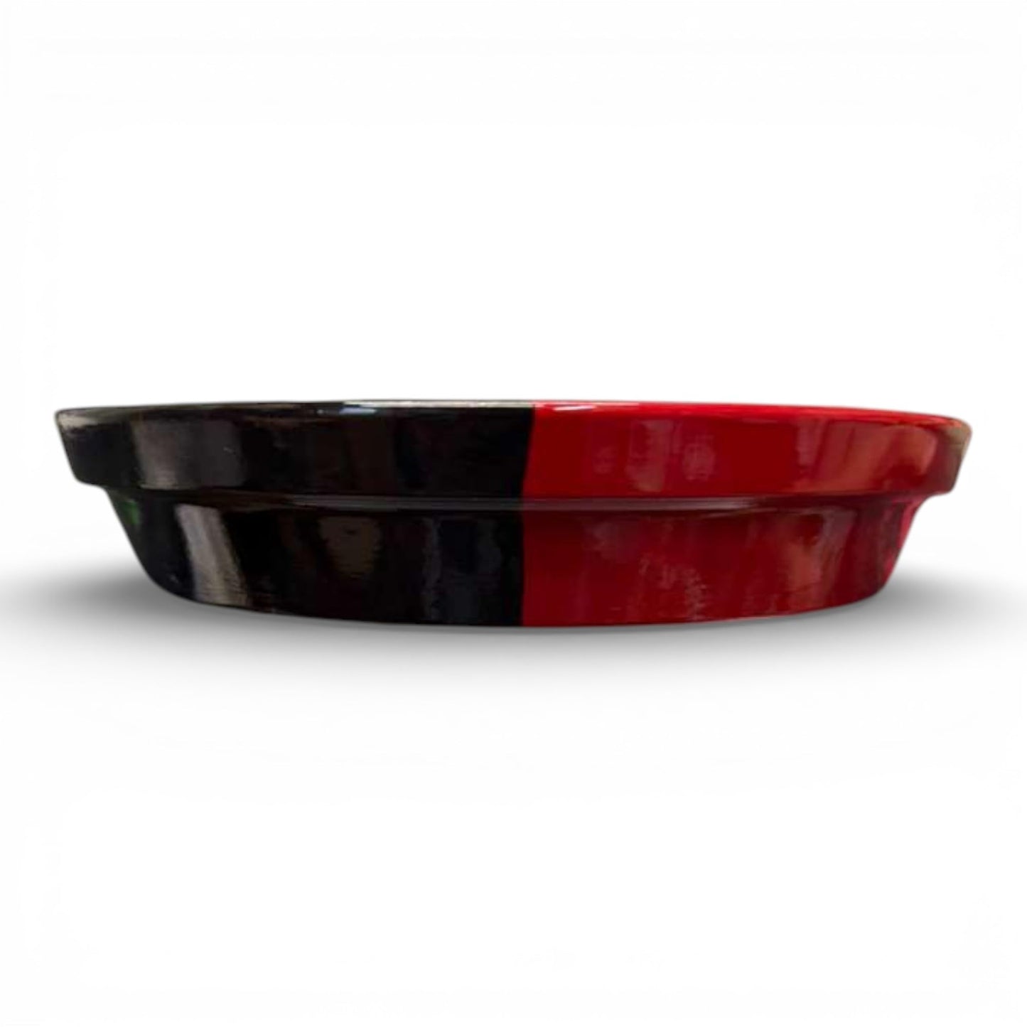 Elegua Red and Black Ceramic Offering Plate with Cowrie