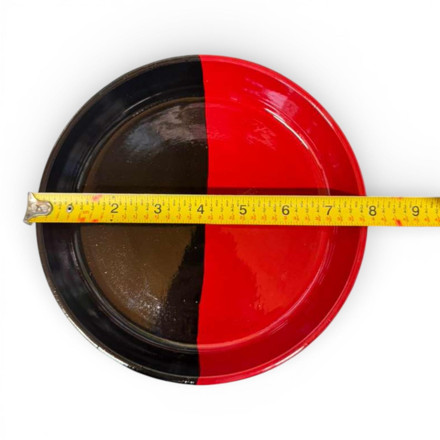 Elegua Red and Black Ceramic Offering Plate with Cowrie