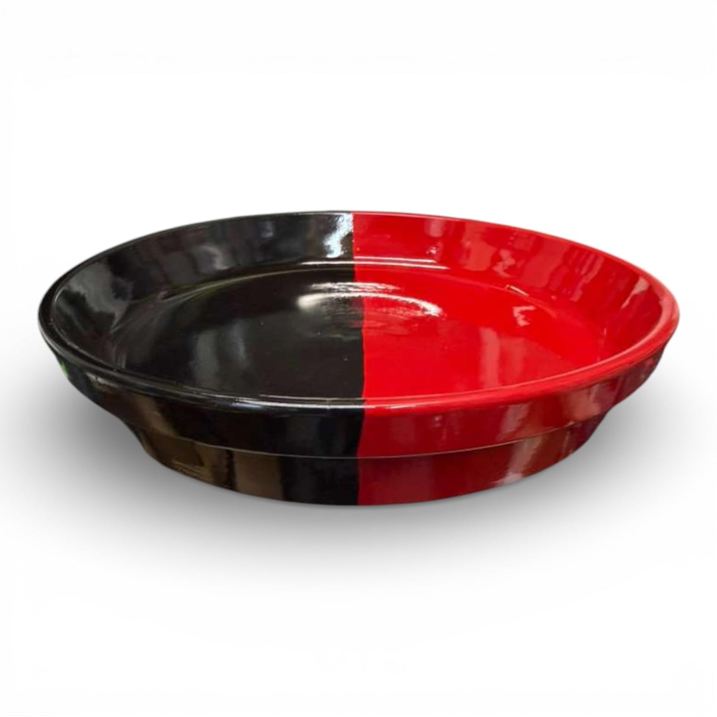 Elegua Red and Black Ceramic Offering Plate with Cowrie