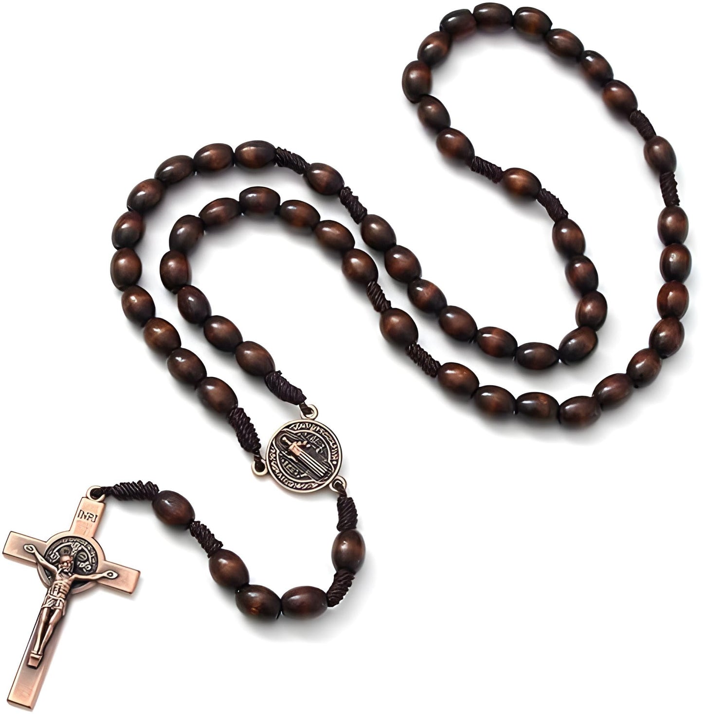 Handcrafted Wooden Catholic Rosary Beads Necklace