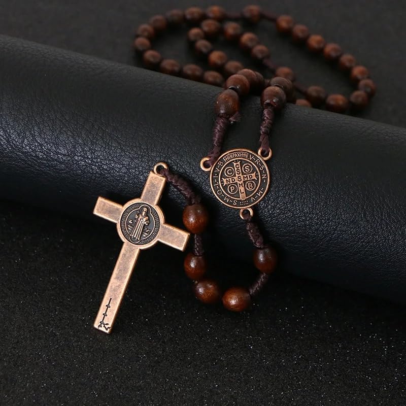 Handcrafted Wooden Catholic Rosary Beads Necklace