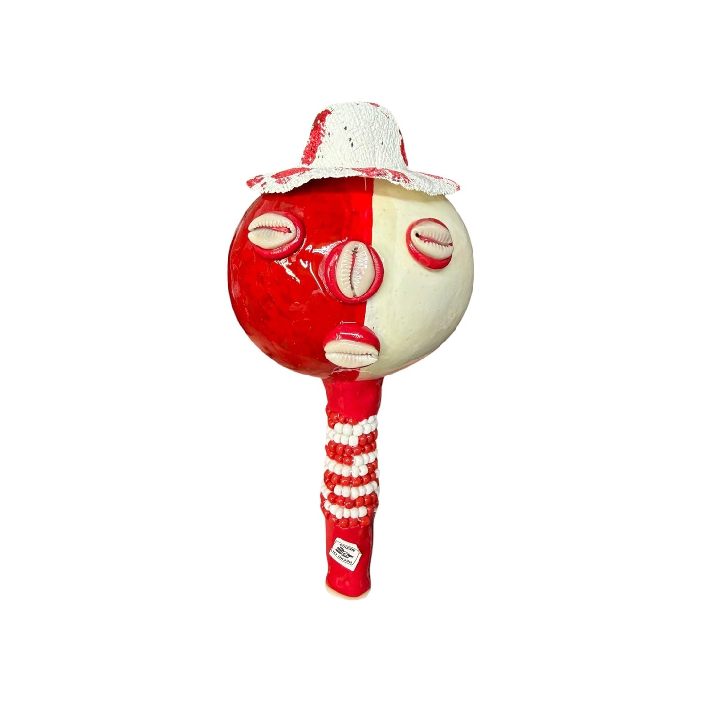 Elegua - Eshu Maraca Handcrafted for Santeria and Spiritual Practices with Cowrie Shells, Orishas