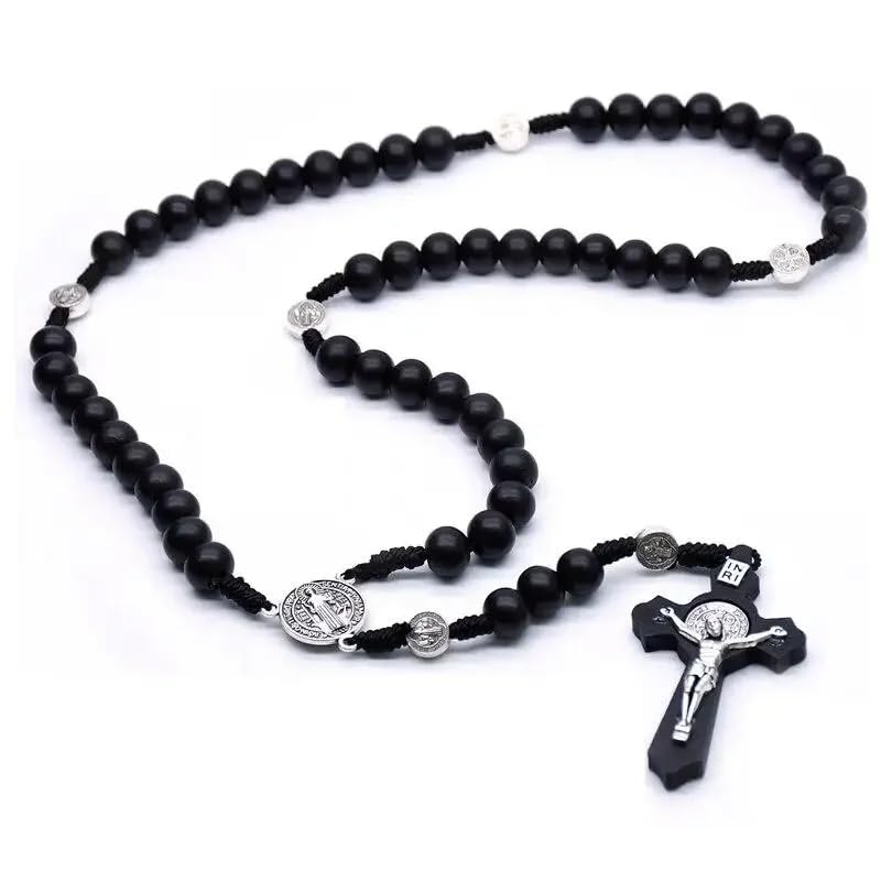 Handcrafted Wooden Catholic Rosary Beads Necklace