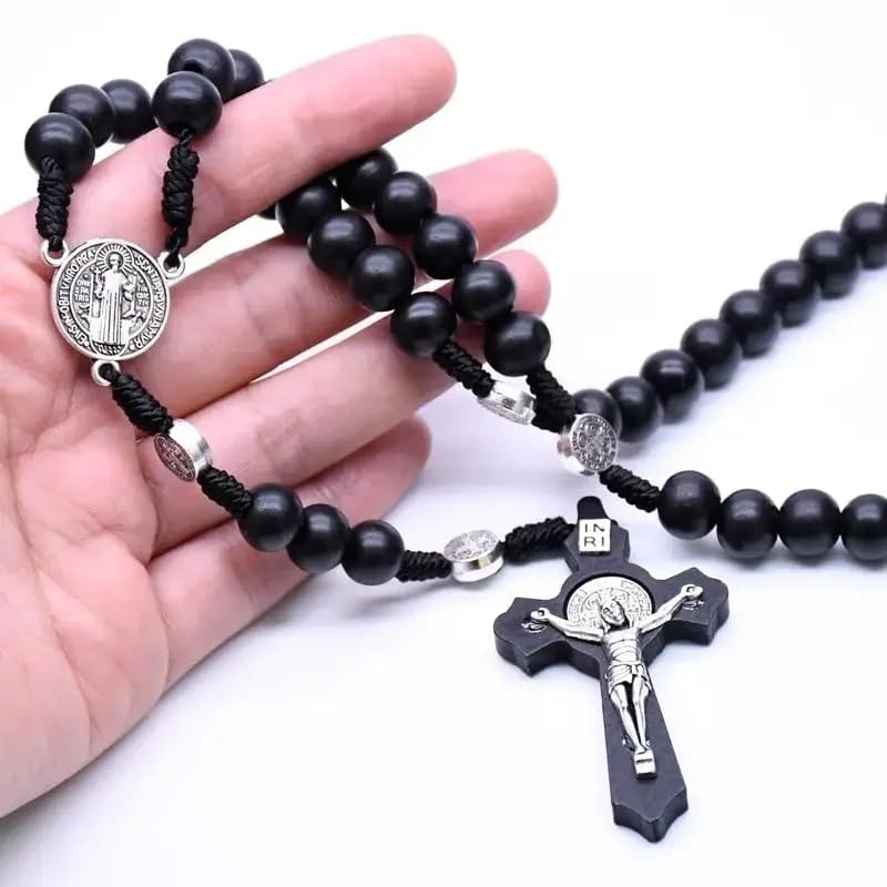 Handcrafted Wooden Catholic Rosary Beads Necklace