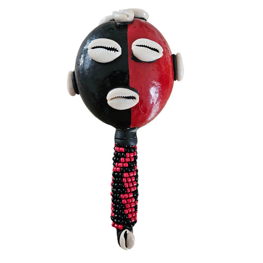 Elegua - Eshu Maraca Handcrafted for Santeria and Spiritual Practices with Cowrie Shells, Orishas