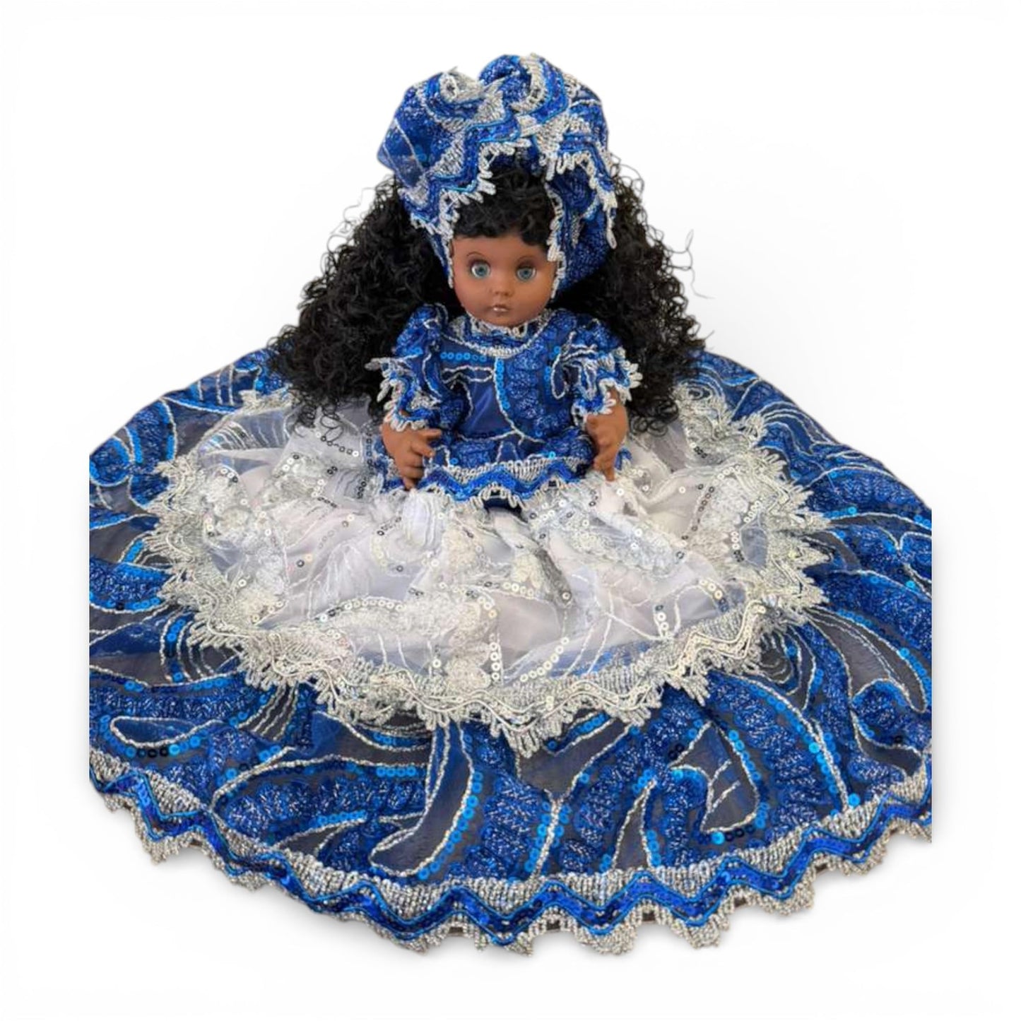 Oshun – Muñeca de Yemaya  –  Santeria Doll Blue & White