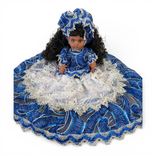 Oshun – Muñeca de Yemaya  –  Santeria Doll Blue & White