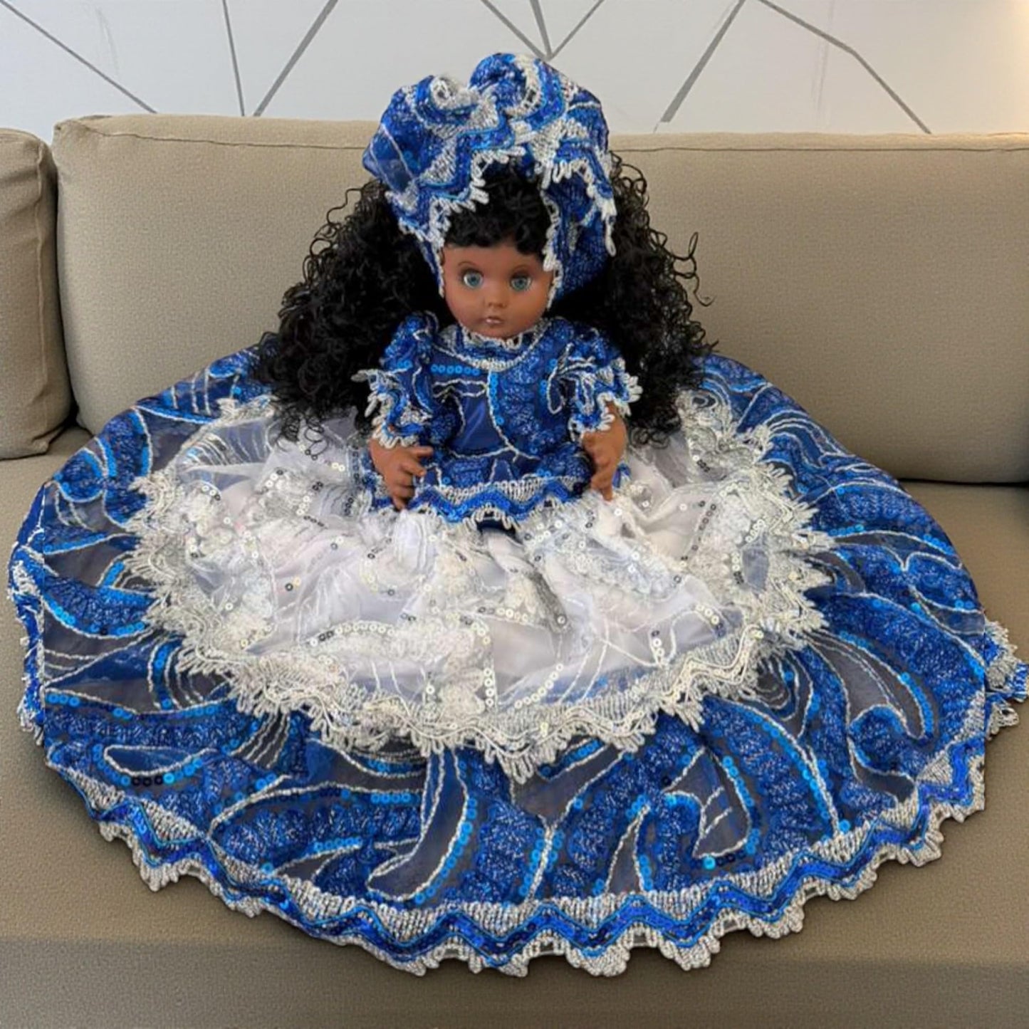 Oshun – Muñeca de Yemaya  –  Santeria Doll Blue & White
