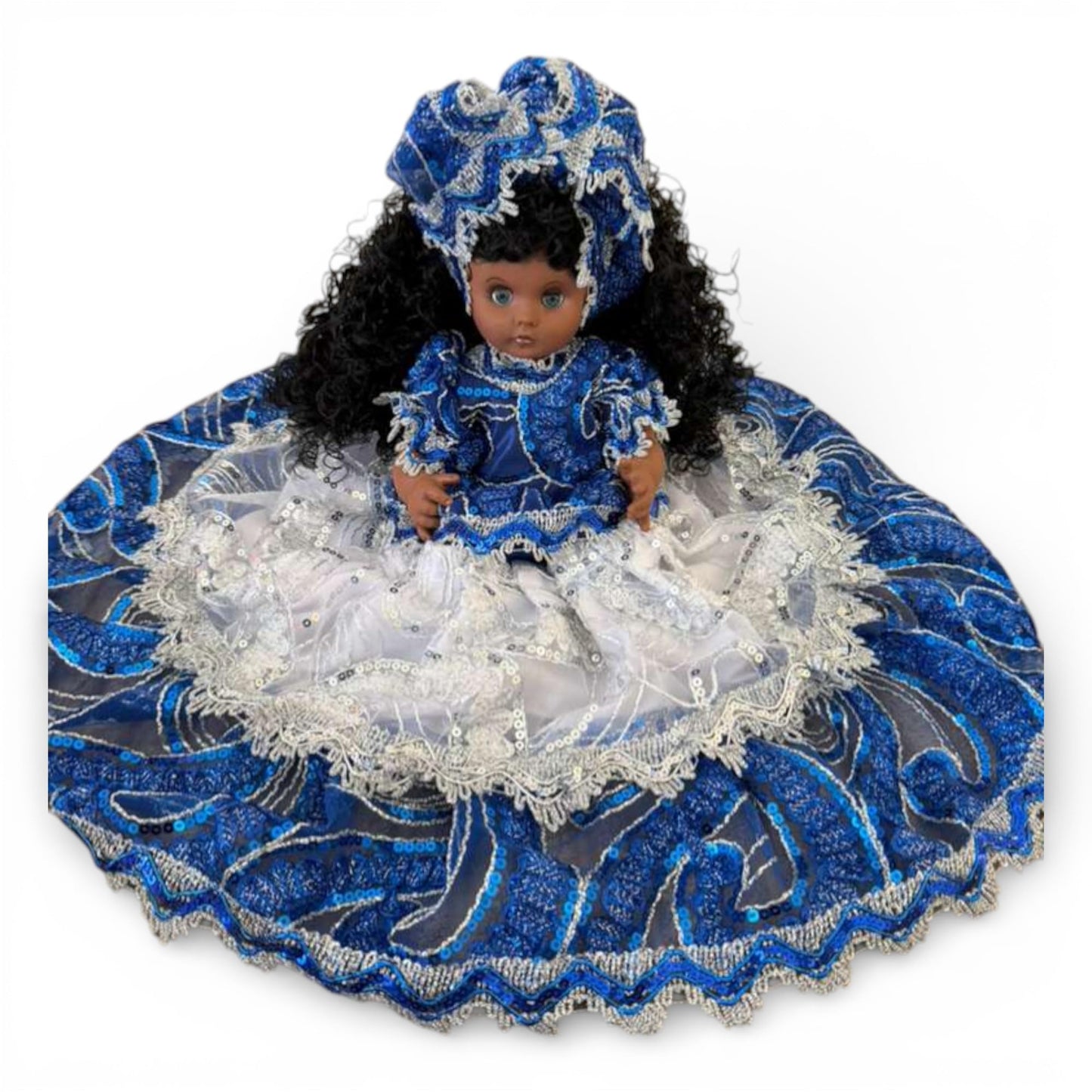 Oshun – Muñeca de Yemaya  –  Santeria Doll Blue & White