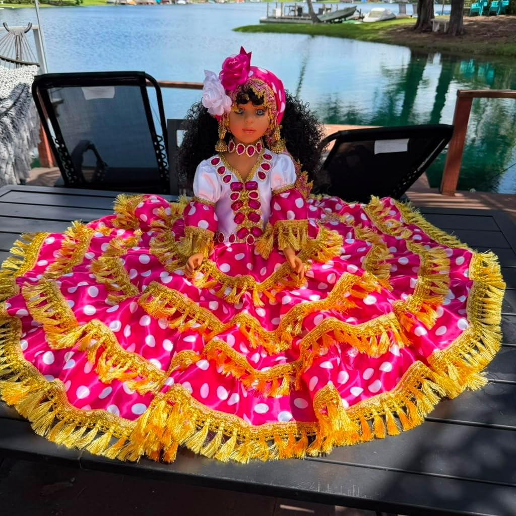 26" Pink Gitana Muneca Inspired by Obba – Spiritual Yoruba-Style Altar Figure