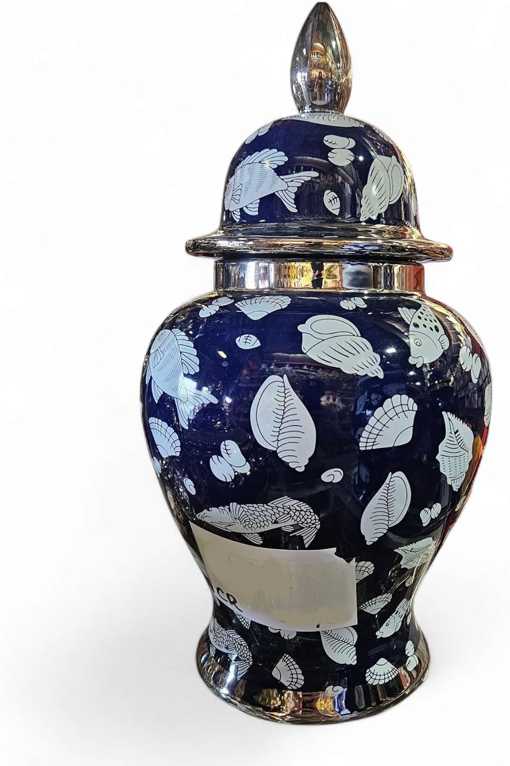 20" Porcelain Olocun Jar Potiche for Santería – Handcrafted Ritual Vase for Orisha Offering & Spirit