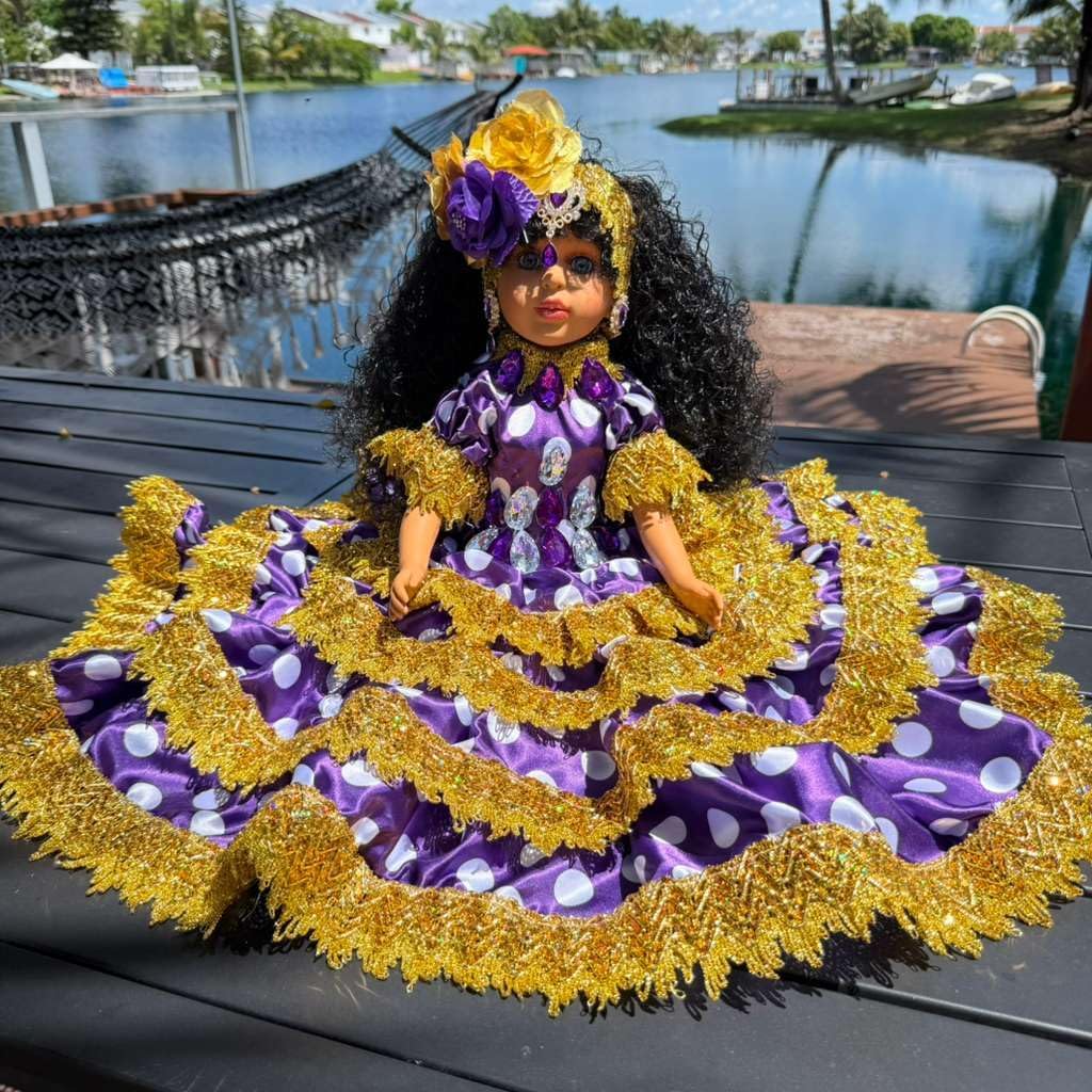Gitana Spiritual Muneca 21 Inch Purple Gold Altar Decor