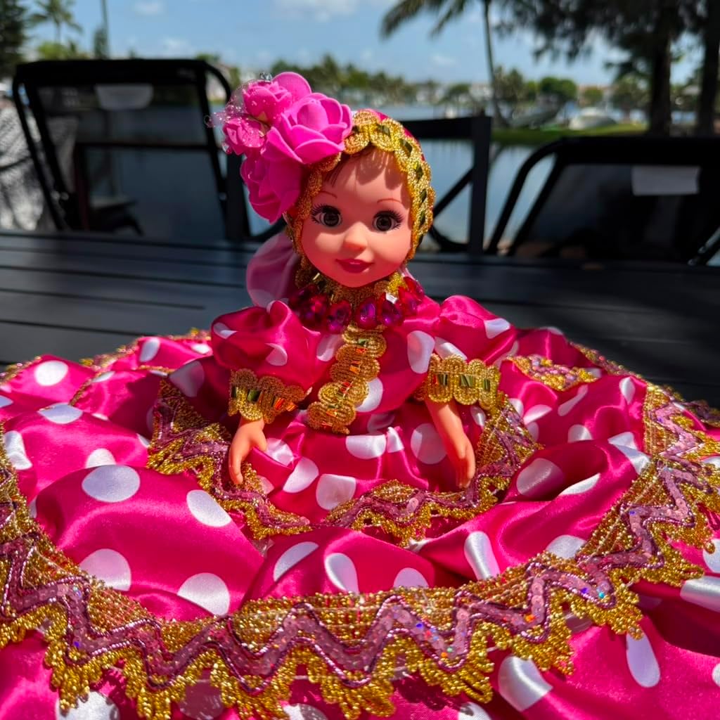 10" Pink Gitana Muneca Inspired by Obba – Spiritual Altar Figure with Polka Dot Dress
