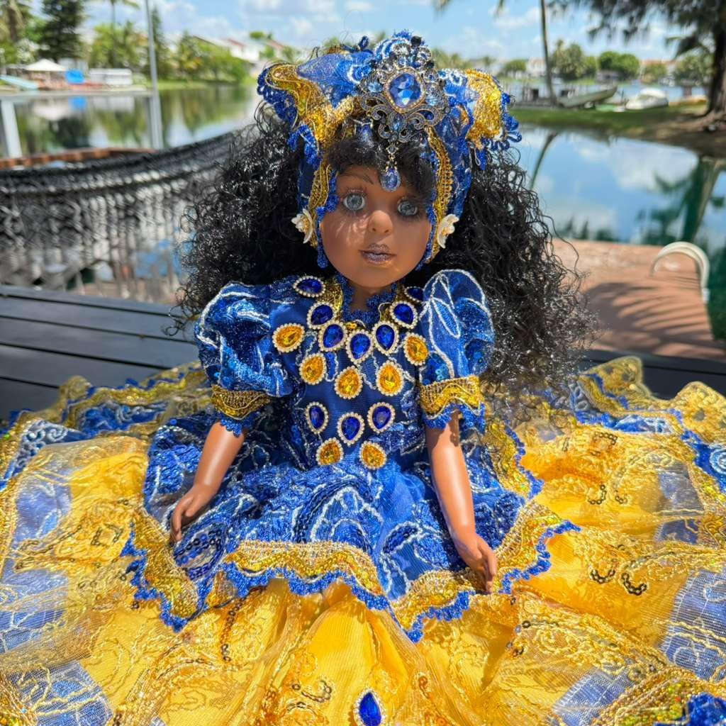 Gitana Spiritual Muneca 21 Inch Blue Yellow Altar Decor