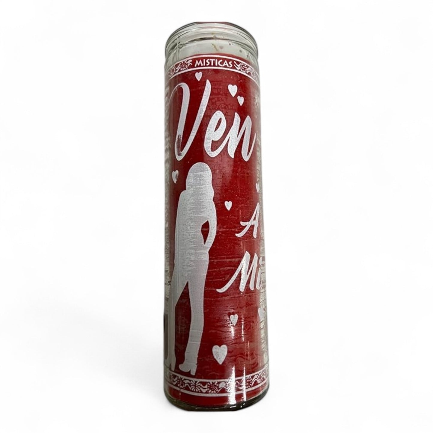 Prayer Candle 7 Day Come to me 8" Ven a Mi Unscented Pillar Candle in Glass