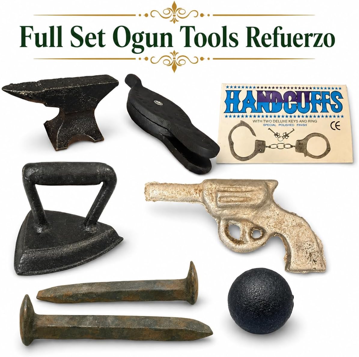 Ogun Tools Refuerzo Full Set – Traditional Yoruba Santeria Iron Tools