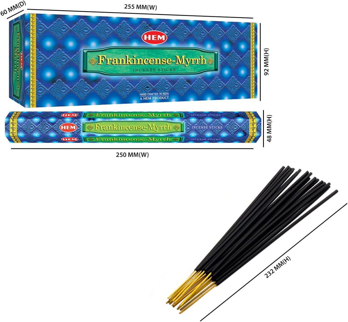 Hem Frankincense Myrrh Incense Sticks - 120 Count | Natural Air Purifying Aromatherapy | Calming and