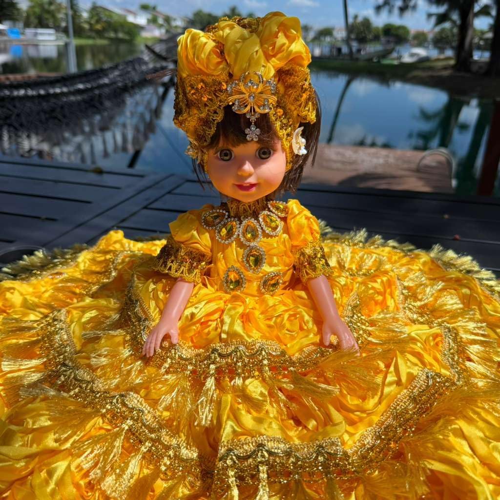 Yellow Gitana Muneca 11 Inch Spiritual Altar Decor Figurine Yoruba Religious