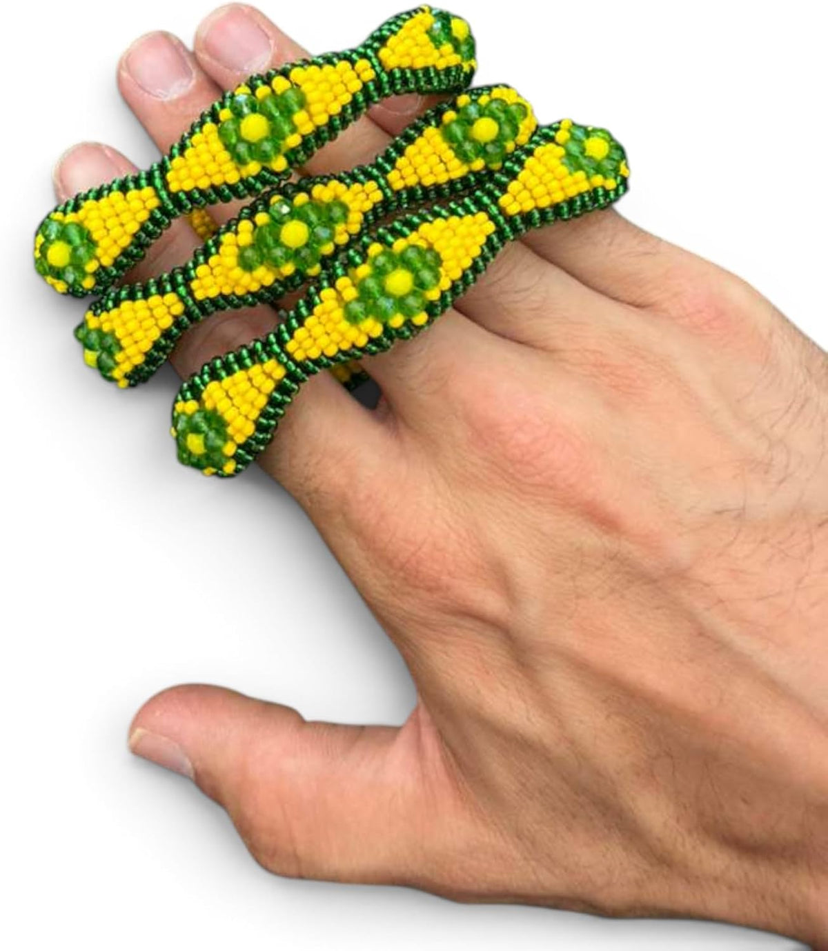 Orula Ilde Bracelet Santeria Green Yellow Beaded Bracelet Yoruba Orisha Orunmila Pulsera de Santo Re