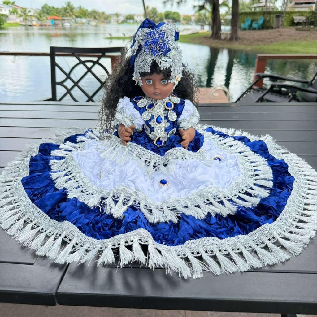 12" Blue & White Muneca Gitana Yoruba – Spiritual Altar Decor Santeria
