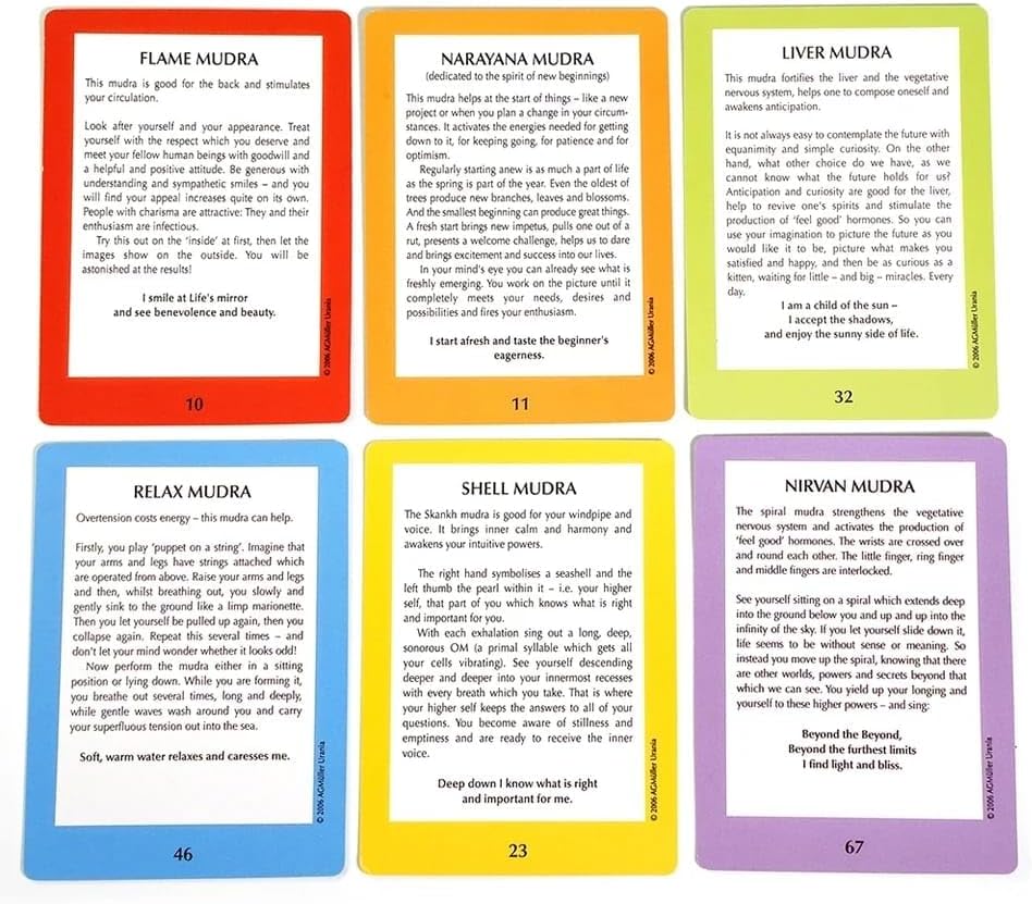 The Handy 68-Card Mudras Oracle Tarot Deck, Yoga Spiritual Practice Accessories for Energy Alignment