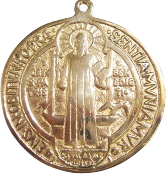 Large - San Benito Amulet Medallon – 3.5" Bronze Medalla for Protection and Blessings