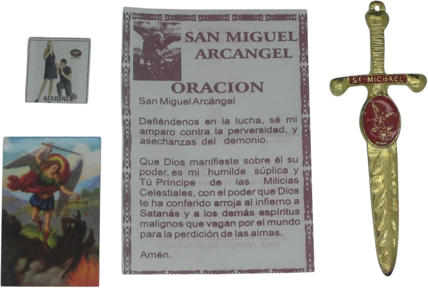 Espada de San Miguel - Sword of Saint Michael Amulet (Large) – Dual-Sided Red & Blue Design, Arcangel