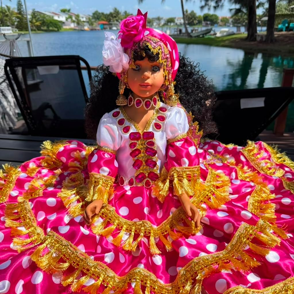 26" Pink Gitana Muneca Inspired by Obba – Spiritual Yoruba-Style Altar Figure