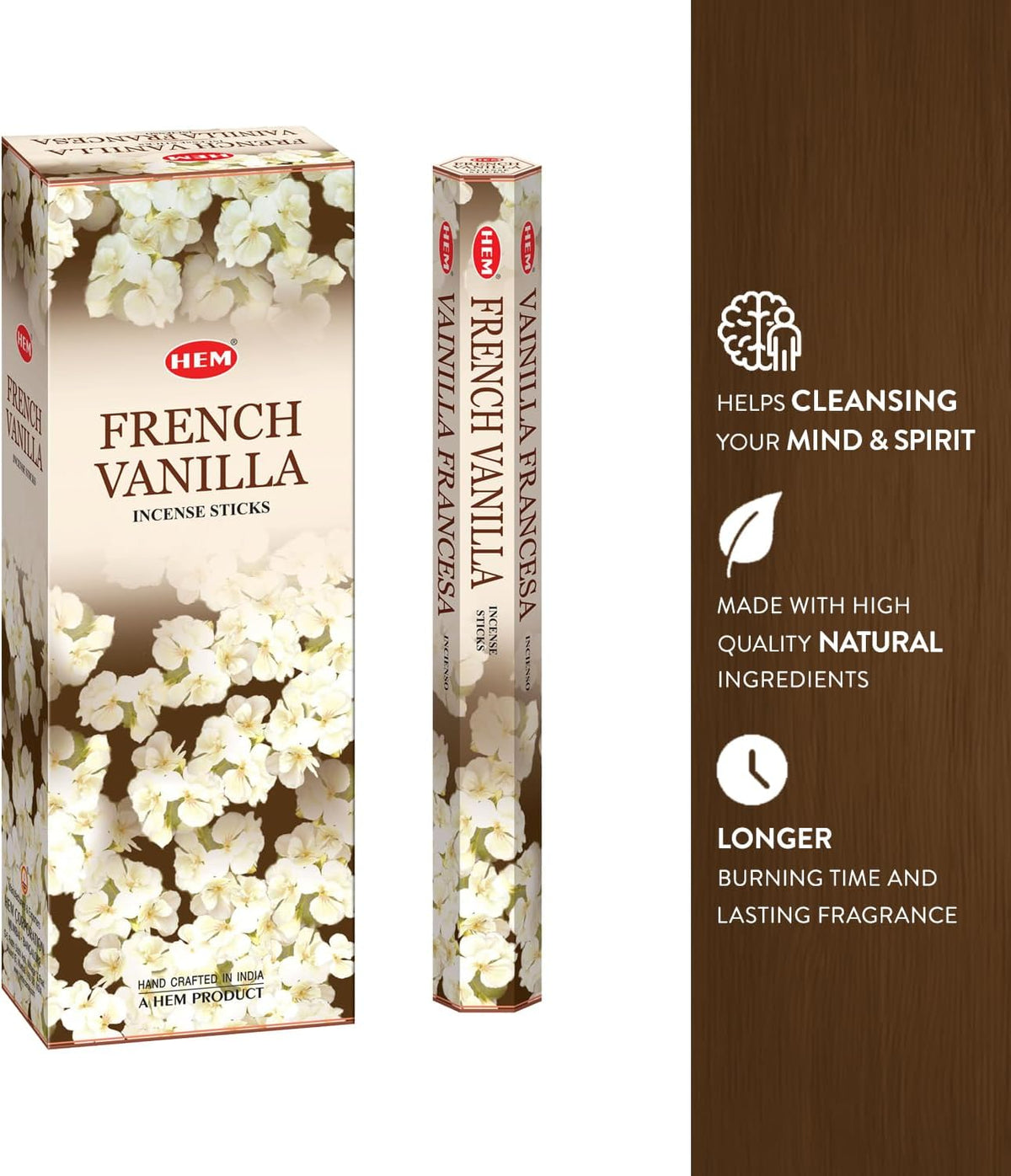 Hem French Vanilla Incense Sticks (120 Sticks, 6 Boxes Inside) - 9 Inches Long, 20g per Box - Create