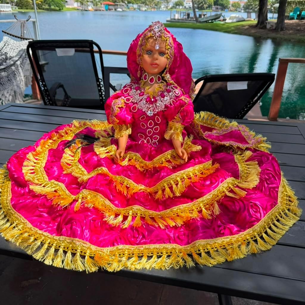 26" Pink Gitana Muneca Inspired by Obba – Spiritual Altar Figure with Floral Dress