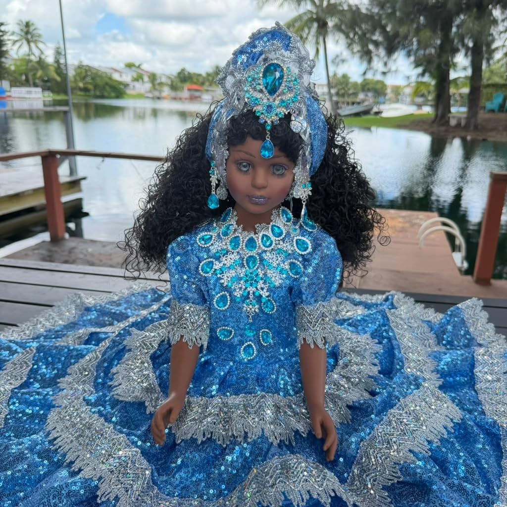 26-Inch Muneca Gitana Yoruba Spiritual Altar Decoration Santeria Gypsy Style Blue Yemaya Asesu