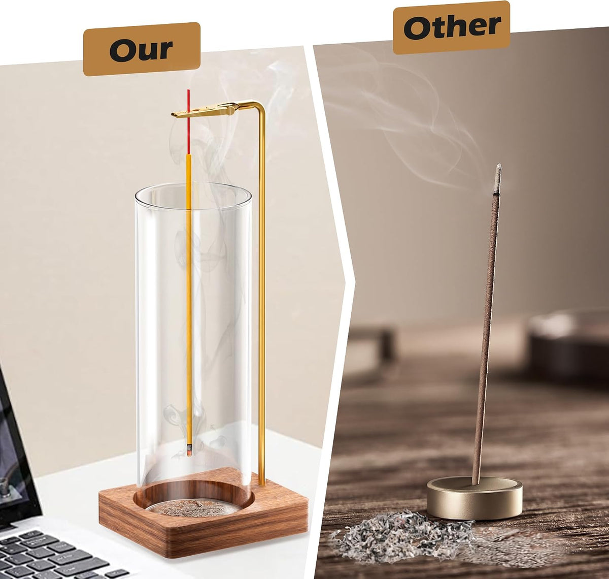 HzTinT Incense Holder for Sticks, Insence-Stick Holder, Anti-Ash Flying No Mess Incense Burner, Ince