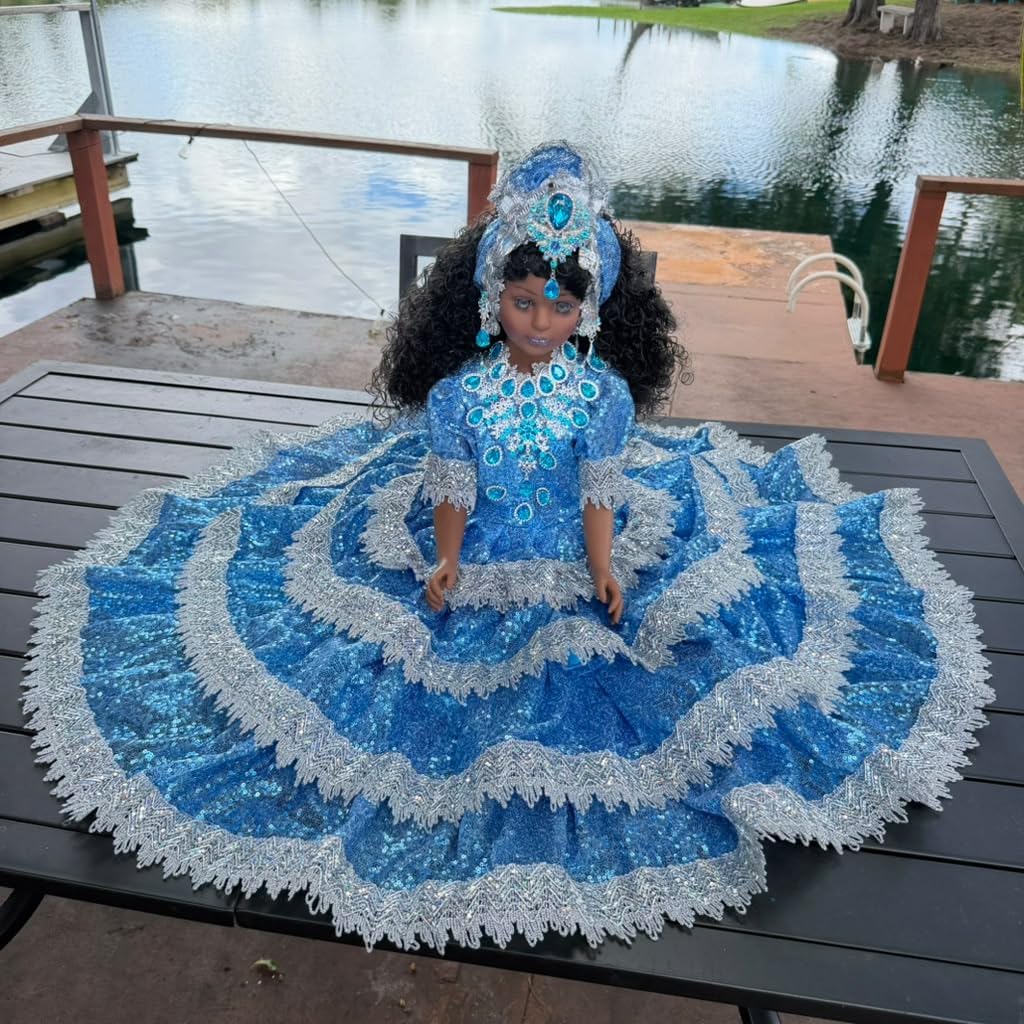 26-Inch Muneca Gitana Yoruba Spiritual Altar Decoration Santeria Gypsy Style Blue Yemaya Asesu