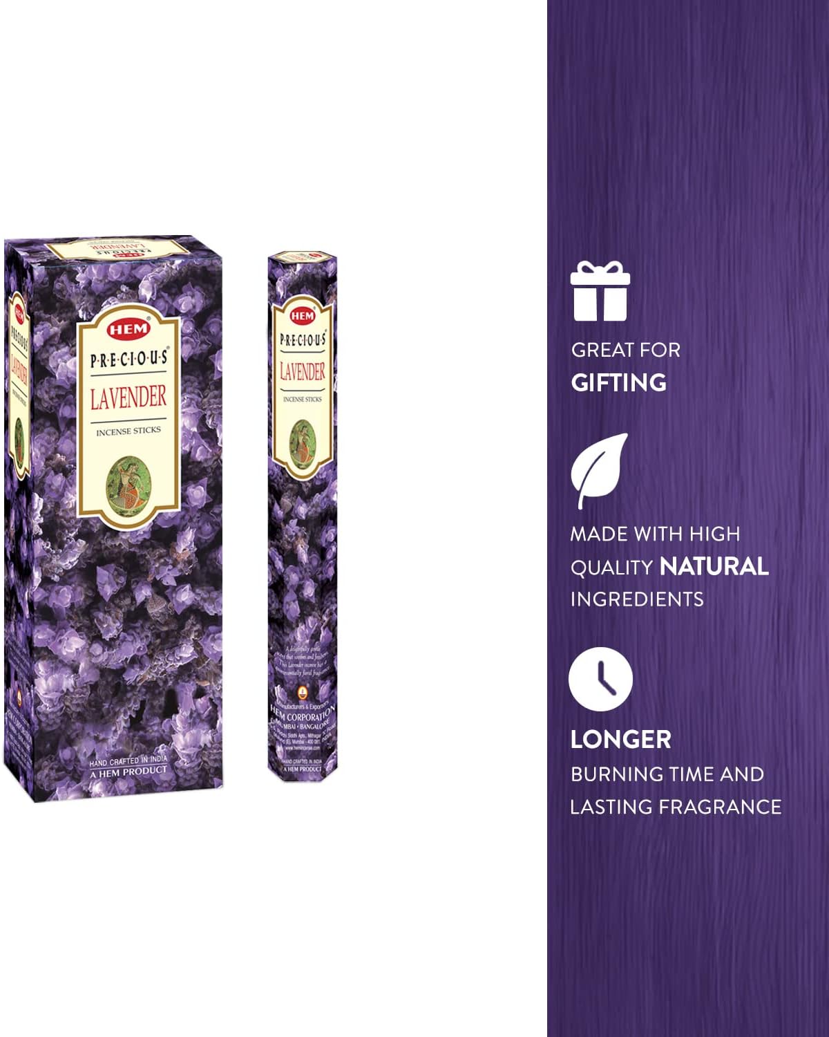 HEM Lavender Incense Sticks – Pack of 120 | Hand-Rolled in India | Soothing Floral Aroma for Relaxat