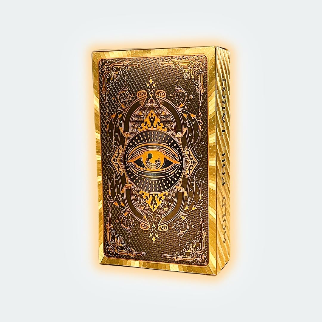 Spanish and English Golden Foil Tarot Deck with Guidebook - 78 PVC Spiritual Cards Waterproof Wrinkle Resistant