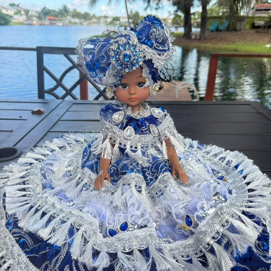12-Inch Muneca Gitana Yoruba Spiritual Altar Decoration Santeria Gypsy Style with Blue and Silver Dr