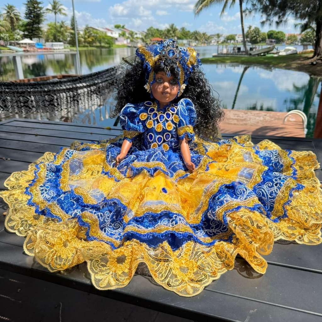 Gitana Spiritual Muneca 21 Inch Blue Yellow Altar Decor