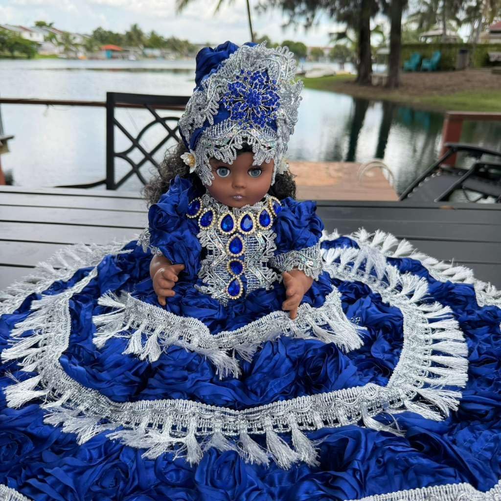 12" Royal Blue Muneca Gitana Yoruba – Spiritual Altar Decor Santeria Home Decor